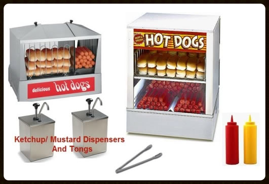Hot dog steamer and supplies