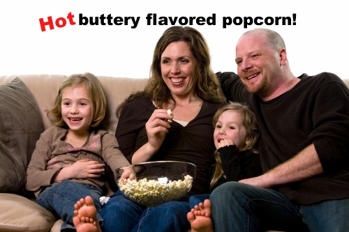 Family eating popcorn